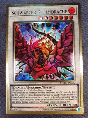 Schwarzer Rosendrache Neu! Gold Rare Holo Yugioh Deutsch MGED-026 Maximum Gold