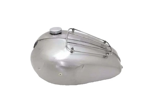 Triumph T120 Bonneville 3.5 Gallon Raw Steel Petrol Tank + Parcel Rack & Cap - Picture 2 of 5