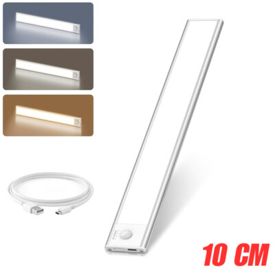 LED Motion Sensor Under Cabinet Closet Light USB Rechargeable Kitchen Lamp Strip