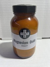 Vintage Merck & Co Amber Magnesium Oxide 3 oz Pharmaceutical Bottle Duraglas