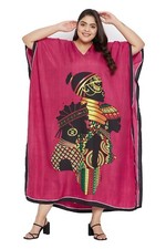 Womens Plus Size Kaftan Beach Cover-Up Kimono Summer Caftan Long Maxi Boho Dress