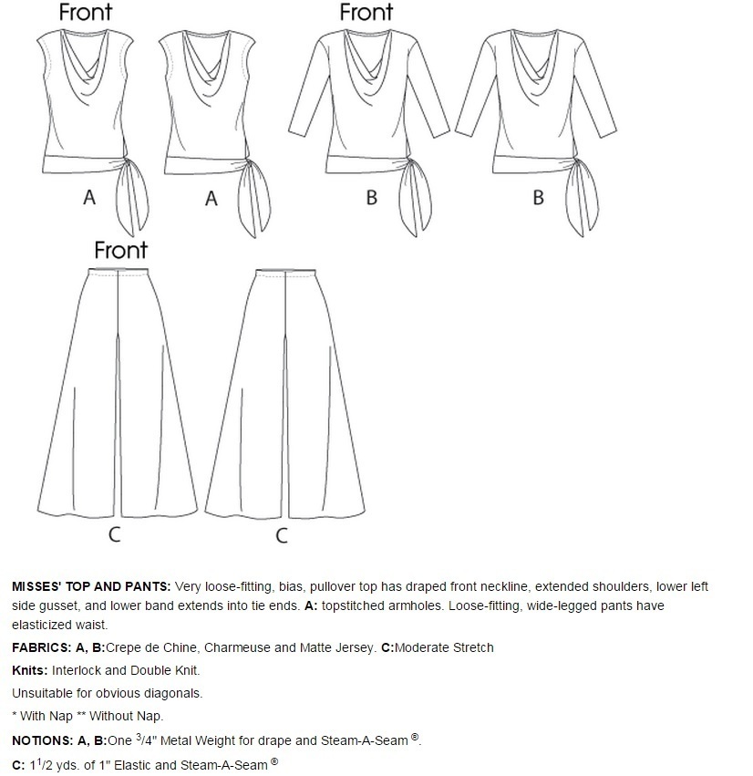 Vogue TODAY'S FIT BY SANDRA BETZINA Top, Culottes Pants Pattern V1334 ...