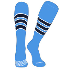 Striped OTC Baseball, Softball, Football Socks C Sky Blue, White, Dark Navy