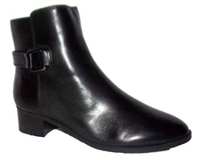 New EASY SPIRIT SAHARA BLACK LEATHER ANKLE BOOTS 7 W