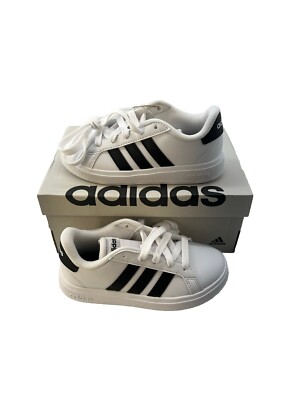 Adidas Grand Court 2.0 CF-1 Kids 10.5 K Sneakers Casual Shoes White/Black -  New | eBay