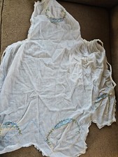 Vintage 1950s 60s Grannycore Handmade Embroidered Flowers Sheer Full Apron