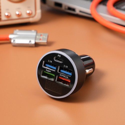 Auto -Ladegerät -Adapter Fast Lading USB C Telefon Ladegerät 5 Anschlüsse - 第 5/11 張圖片