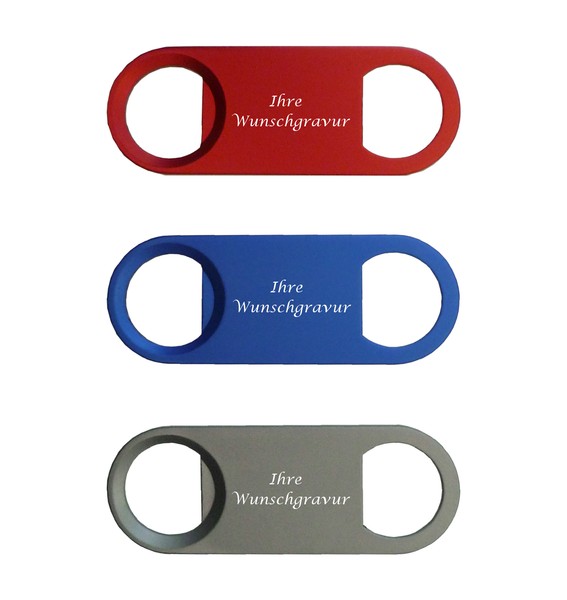 3X FlaschenöFfner Aus Metall Mit Gravur / Beidseitig Verwendbar / 3 Farben-image