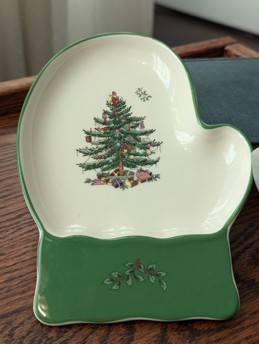 Spode Christmas Tree Mitten Dish Mini Serving Plate Holiday Art Festive Art - Picture 8 of 16