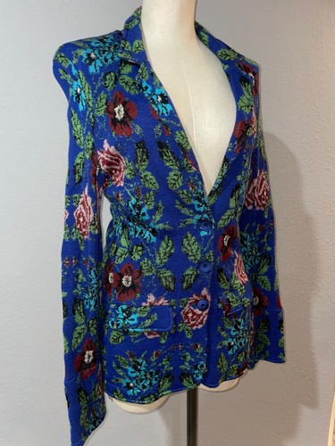Aldomartins Anthropologie Women’s Knit Floral Blazer size 10US/14UK Wool Bl - Picture 6 of 10