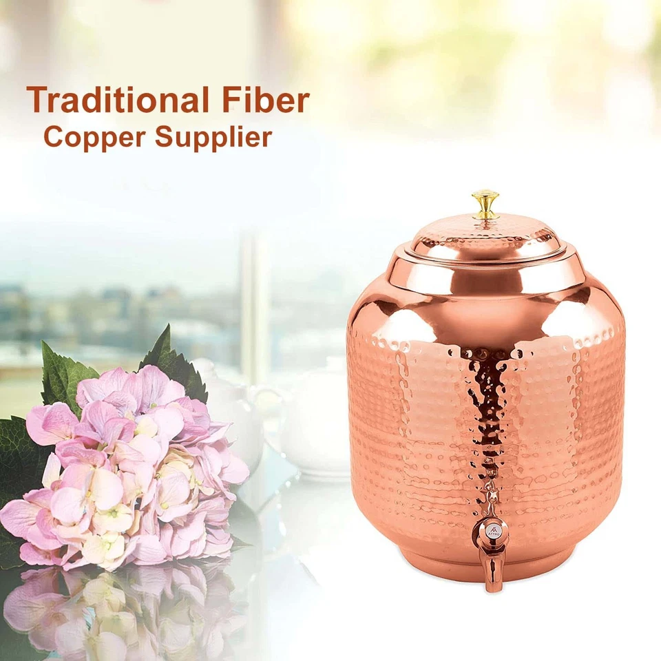 Hammered Design Joint Free Water Pot/Dispenser/Container/Matka/Tank with STand - Image 4 of 4