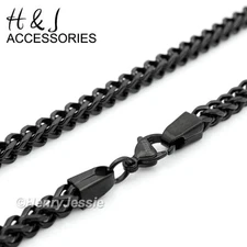 24"30"36"MEN Stainless Steel 6mm Black Plated Franco Box Curb Chain Necklace
