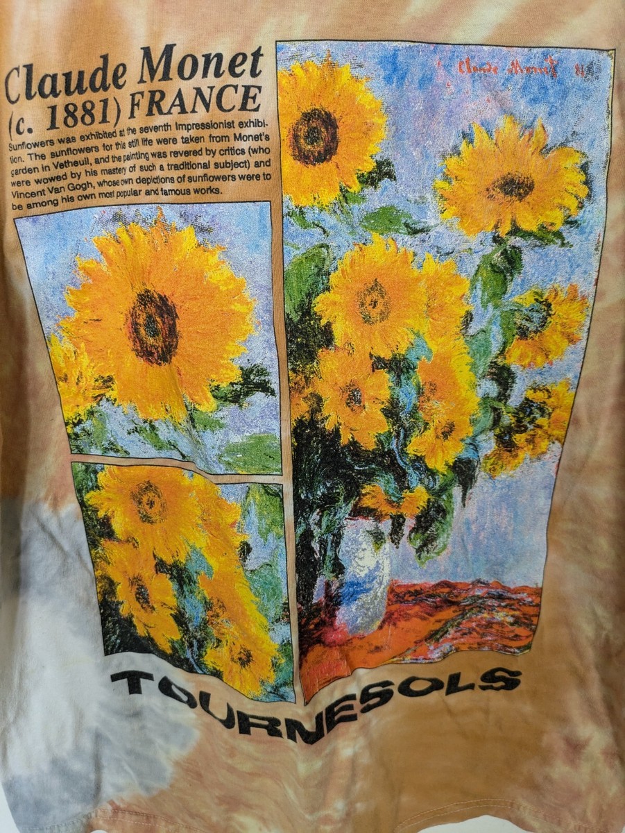 Claude Monet Tournesols Sunflowers T-shirt Small S Tan Tie Dye 