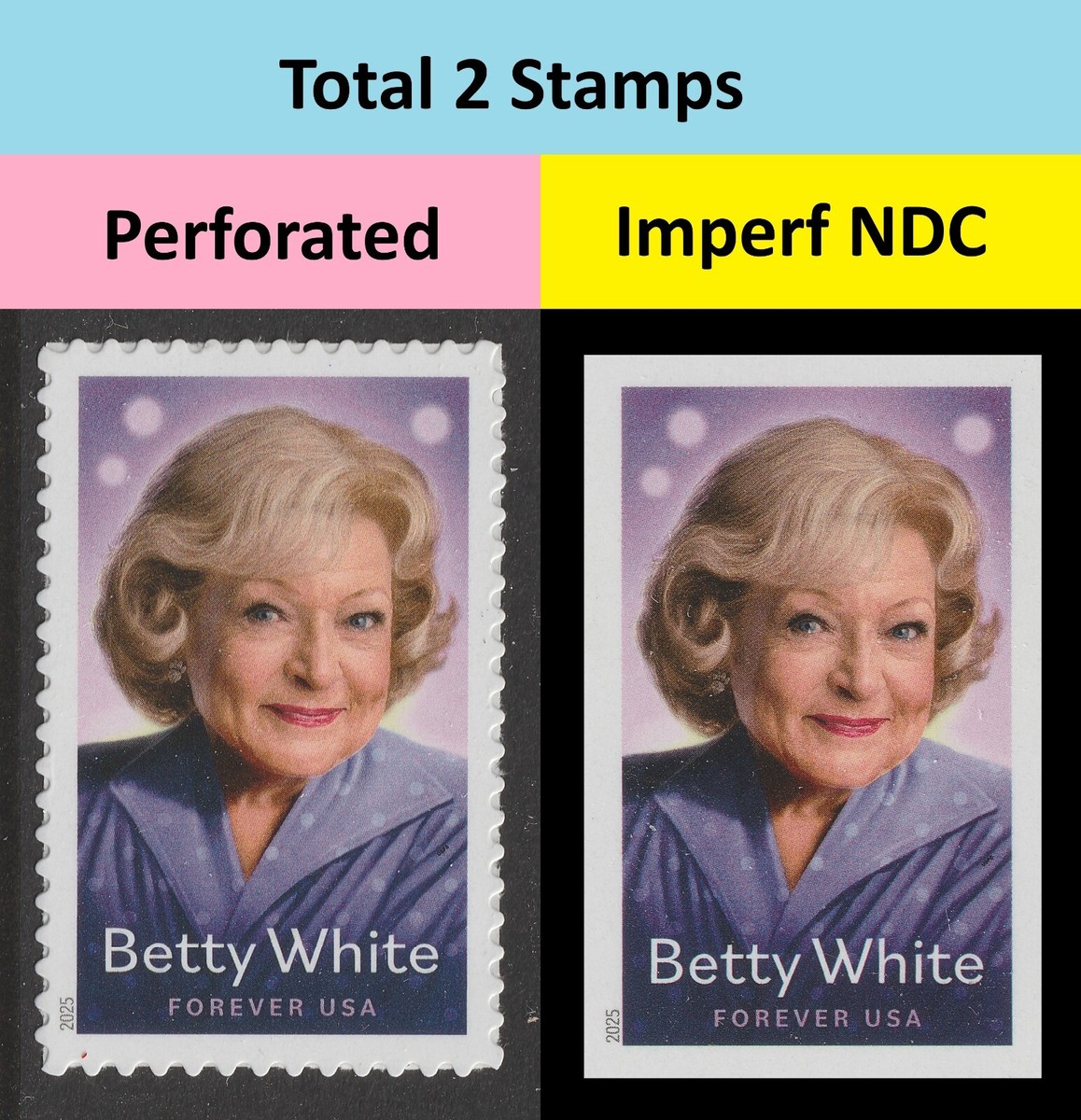 US 5976 5976a Betty White F imperf NDC single set 2 MNH 2025  display picture 1