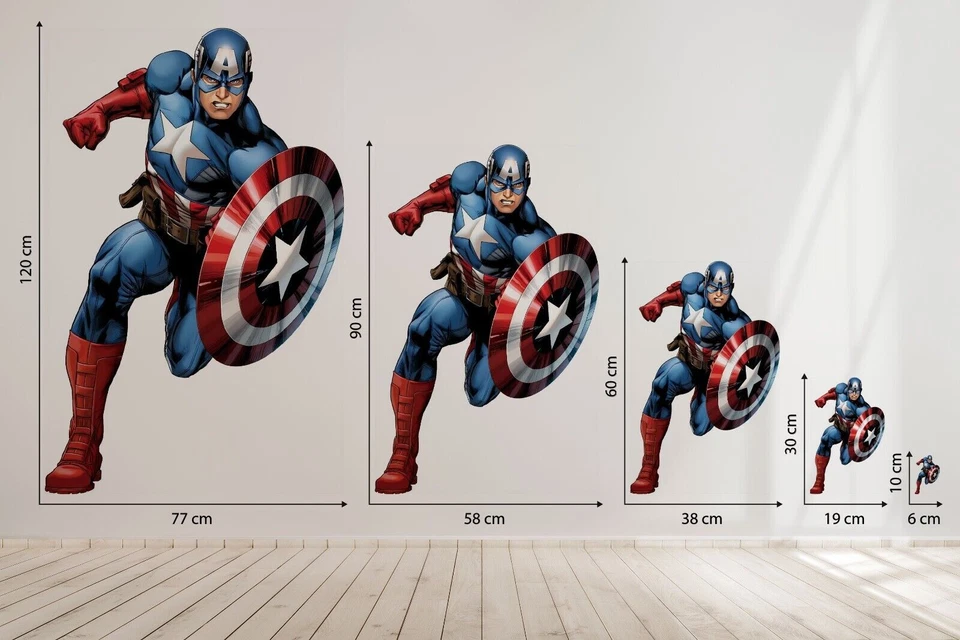 Capitan America Marvel Avengers 3d Wall Sticker Removable Children Bedroom Vinyl - Image 2 of 2