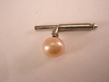 SINGLE 1 5/16" Pinkish Faux Pearl Vintage Formal Tux Prom Shirt Stud j39