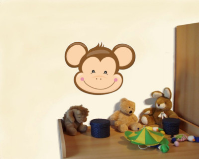 Samunshi Tiergesicht Affe Wandtattoo Wandaufkleber Kinderzimmer  6 Größen