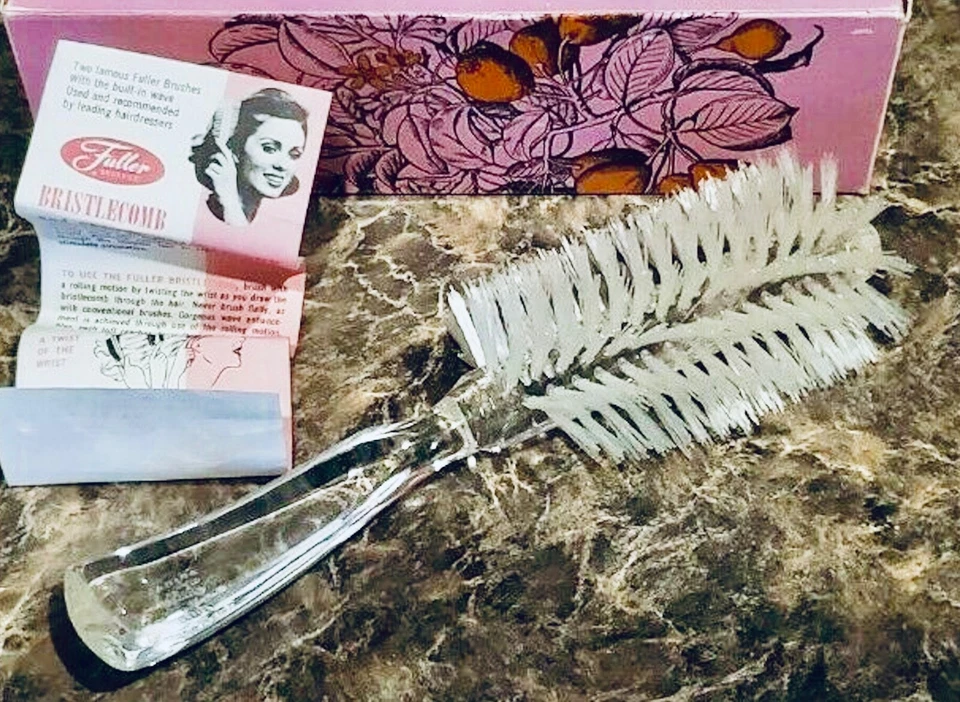NUEVO Cepillo de Pelo Vintage FULLER ESPIRAL MEDIO REDONDO Cerdas de Nylon Lucite Transparente Nuevo de Lote Antiguo Foto 4 de 4
