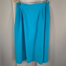Vintage Skirt Womens 18 L Teal Midi Pull On Flowy Lightweight Breezy Cottage