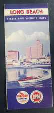 Long Beach 1951 mapa de carreteras Chevron petróleo gas California