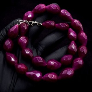 Amazing Cut 563.00 Cts Red Ruby Pear Shape Beaded Necklace Jewelery VK 31 E660