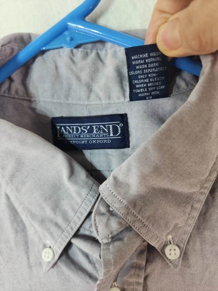 Camisa Lands' End púrpura manga larga abotonada para hombre 16,5 grande Foto 3 de 4