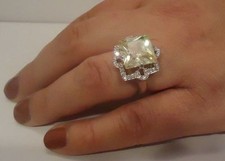 925 STERLING SILVER LADIES FINE WEDDING DESIGNER RING 7 ct SIMULATED DIAMOND