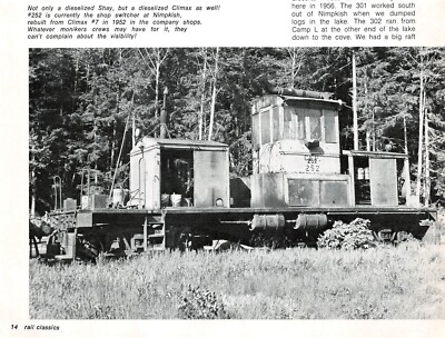 Shay & Climax Both Dieselized With High Cab Nimpkish Vancouver Vtg Mag Excerpt