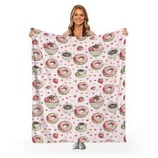 Donut Coffee Throw Blanket Donuts Gifts for Girl Women Flannel Fleece Ultra-S...