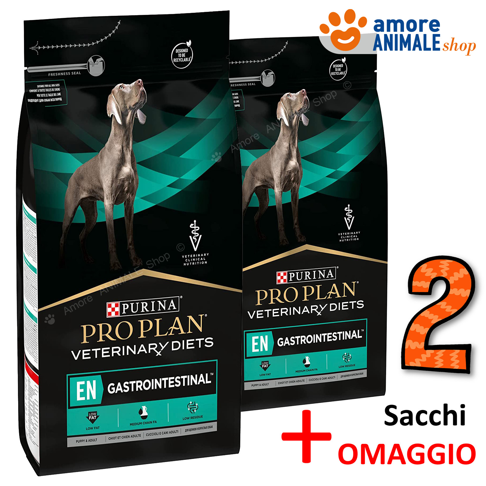 Maxi Scorta 2 Sacchi Purina EN Gastrointestinal 12 kg - Prezzo Outlet