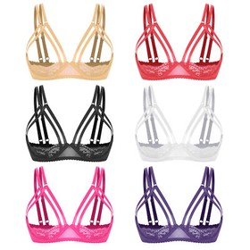 Women Sexy Lace Open Nipple Bra Underwear Push Up Underwired Shelf Bra Lingerie