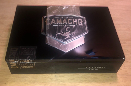 Camacho Triple Maduro Robusto 8.75x5.75x2.25 WOOD SCORPION Stash Cigar Box BLACK