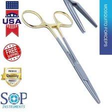GOLD Hemostat Locking Forceps Mosquito 5.5" Surgical Dental Straight Instruments