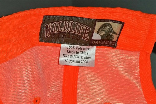 Dri Duck Wildlife Series Deer baseball Hat Cap Blaze Orange Napa Filtration - Picture 8 of 8