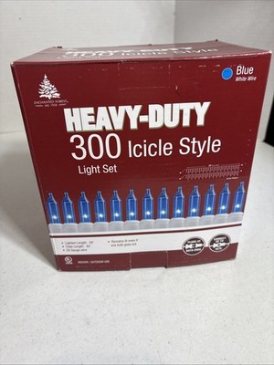 300 Ct Icicle Blue Indoor/outdoor Light Set Lighted, Length 29 FT