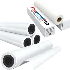 BULK (8 ROLLS) (24” x 150') Wide Format Paper Rolls 20lb Bond Cad Plotter Paper 