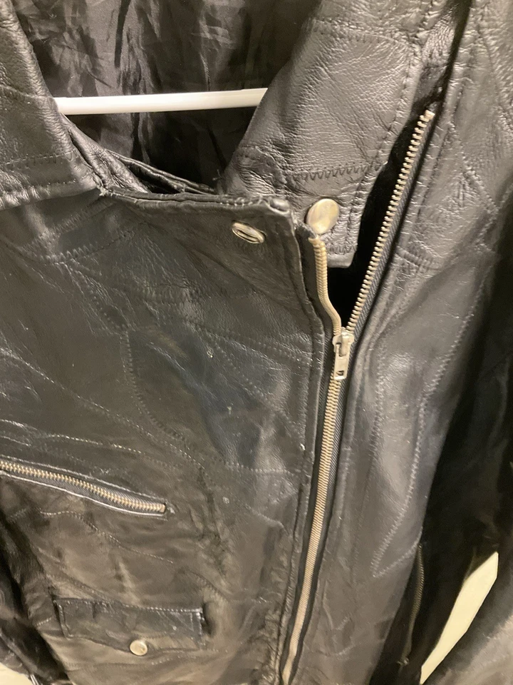 American Eagle Black Leather Motorcycle Jacket women size 2XL Eagle Patch belt - Image 4 of 4