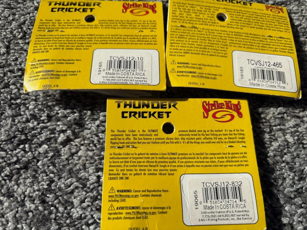 3 New STRIKE KING LURES 1/2oz THUNDER CRICKET Bladed Baits SWIM JIGS Pro Colors - Image 2