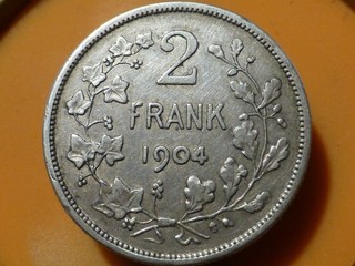 BELGIQUE 2 FRANCS (ARGENT) 1904 RARE & QUALITE TB ! 9 93gr !