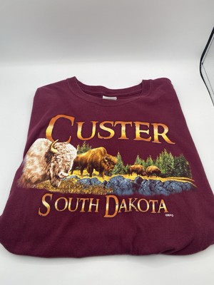 Custer South Dakota Wild Buffalo T-Shirt Maroon Gildan Size: Xl