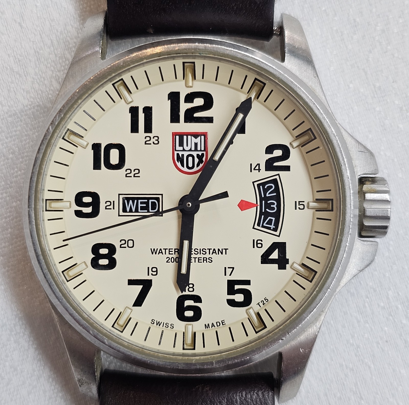 Cream Day Steel 1820 42m Field Watch Dial Men Series Luminox Quartz Date - vintagewatches.pk