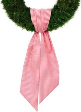 Red Striped Seersucker Christmas Wreath Sash for Front Door Holiday Wedding