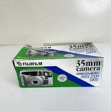 Fujifilm Discovery 290S Zoom Date 35mm Point & Shoot Film Camera w/ Strap Silver