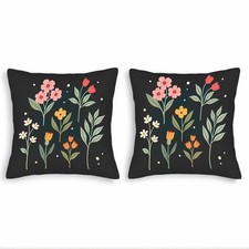 Set of 2 Decorative Throw Pillow Covers 18x18in - Elegant Floral Design