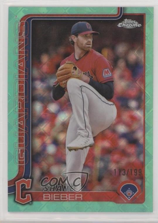 2025 Topps Chrome Logofractor Edition Aqua Refractor /199 Shane Bieber #13 1l96