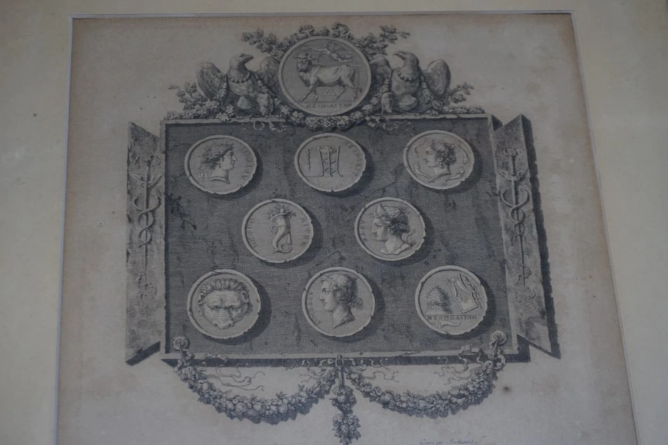 Antiker Kupferstich Composé par Paris Archiv au Roy Gravé par Bertheauld Münzen - Bild 3 von 4