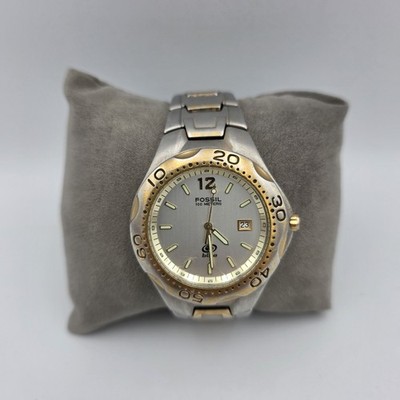 Fossil Blue AM3424 Two-Tone Silver & Gold 8.5'' Men's Watch 100 Meters 36mm Case