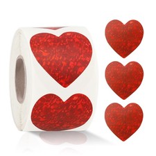 Heart Stickers, 500Pcs 1.5" Red Stickers Roll, Self 1.5 inch,