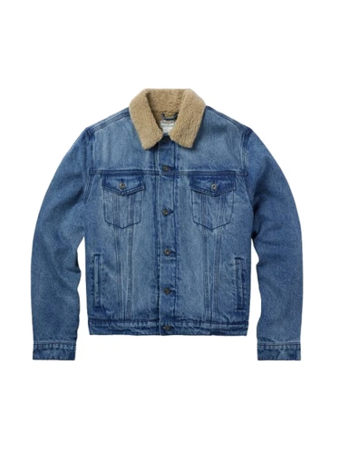 Classic Men’s Blue Denim Jacket with Warm Sherpa Fur Collar | Vintage Style Jean video thumbnail