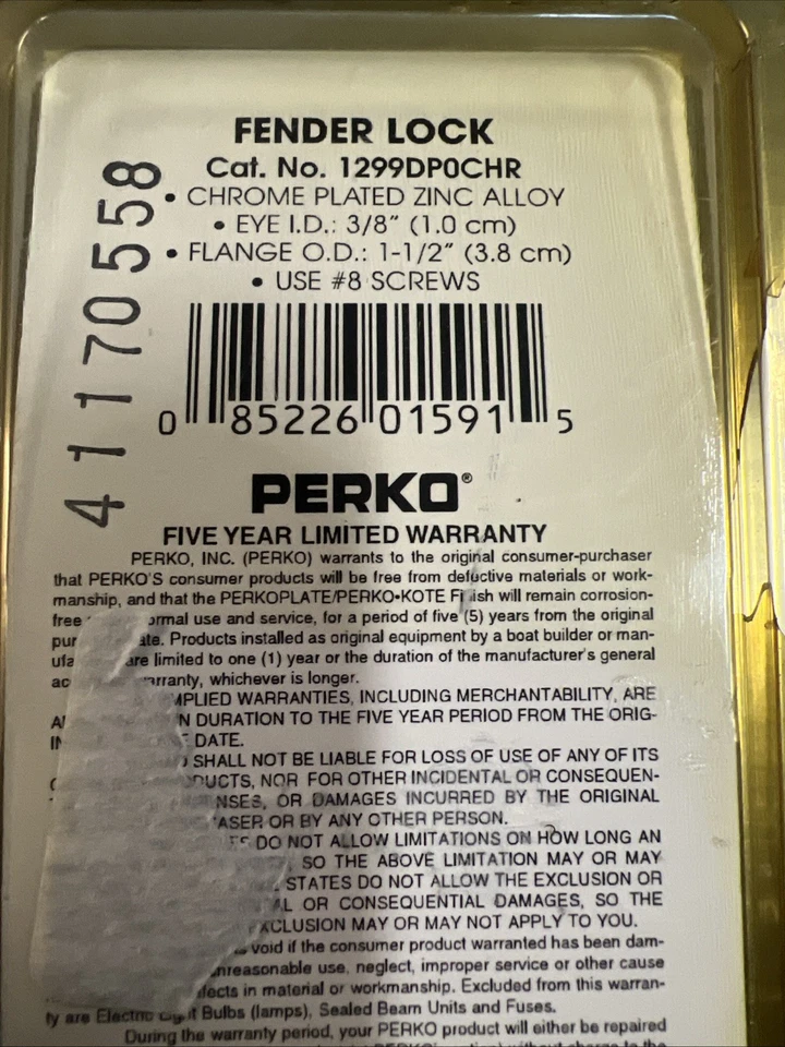 Bloqueo de guardabarros cromado Perko Foto 2 de 2